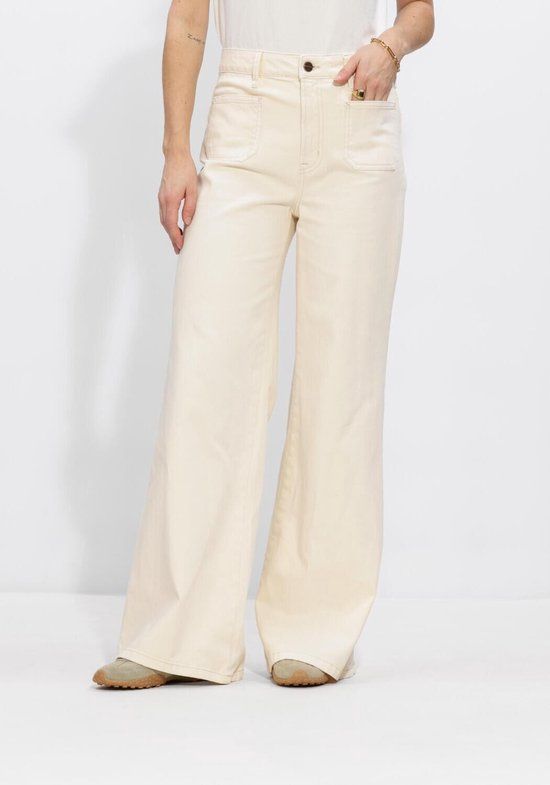 NUKUS Scarlet High Waist Flared Jeans Dames - Ecru - Maat XL