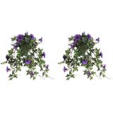 Mica Decorations Plante Petunia - 2x - violet - 50 cm - plante suspendue artificielle