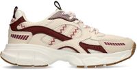 Manfield - Dames - Beige mesh sneakers met burgundy details - Maat 42