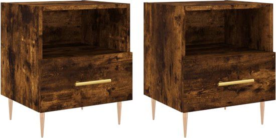 vidaXL Nachtkastjes 2 stuks bewerkt hout gerookt eikenkleur