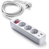 Famatel Stekkerdoos Met 3 Stopcontacten En Schakelaar Meer Usb A-en Usb C-poorten 1.5 M Zilver One Size / EU Plug 220V