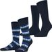 Esprit Urban Rib 2 Pack gestreepte katoenen sokken voor heren - blauw - maat 43-46