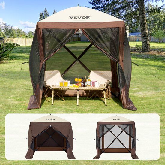 Vevor Partytent Bruin Oxford stof Glasvezel 183x183x210cm