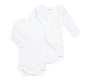 Petit Bateau Set van 2 baby rompers met lange mouwen Wit Effen Unisex 92/98