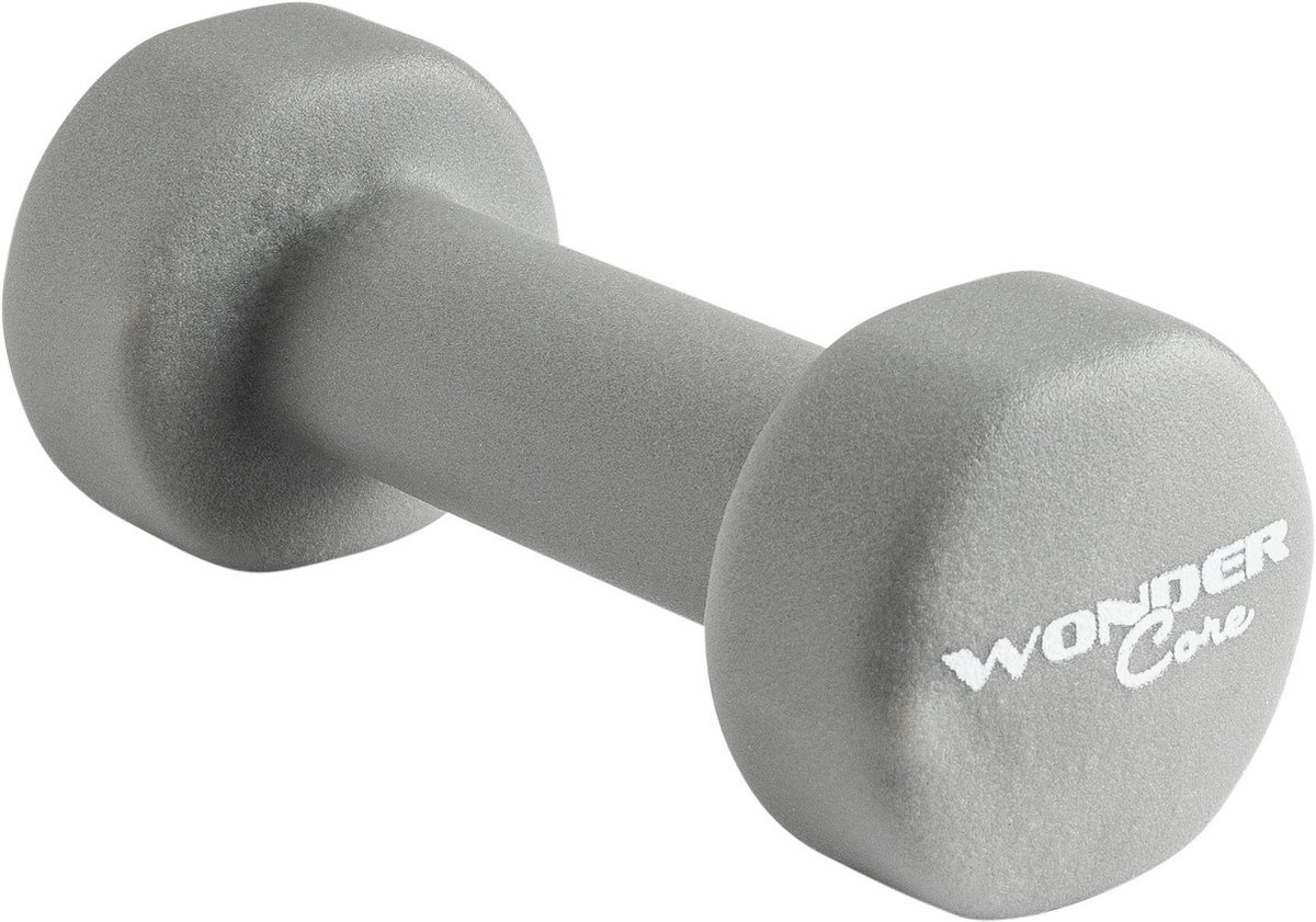 Wonder core Neoprene Dumbbell – 2 kg – Grijs, gewichten, halters, dumbbells, krachttraining,