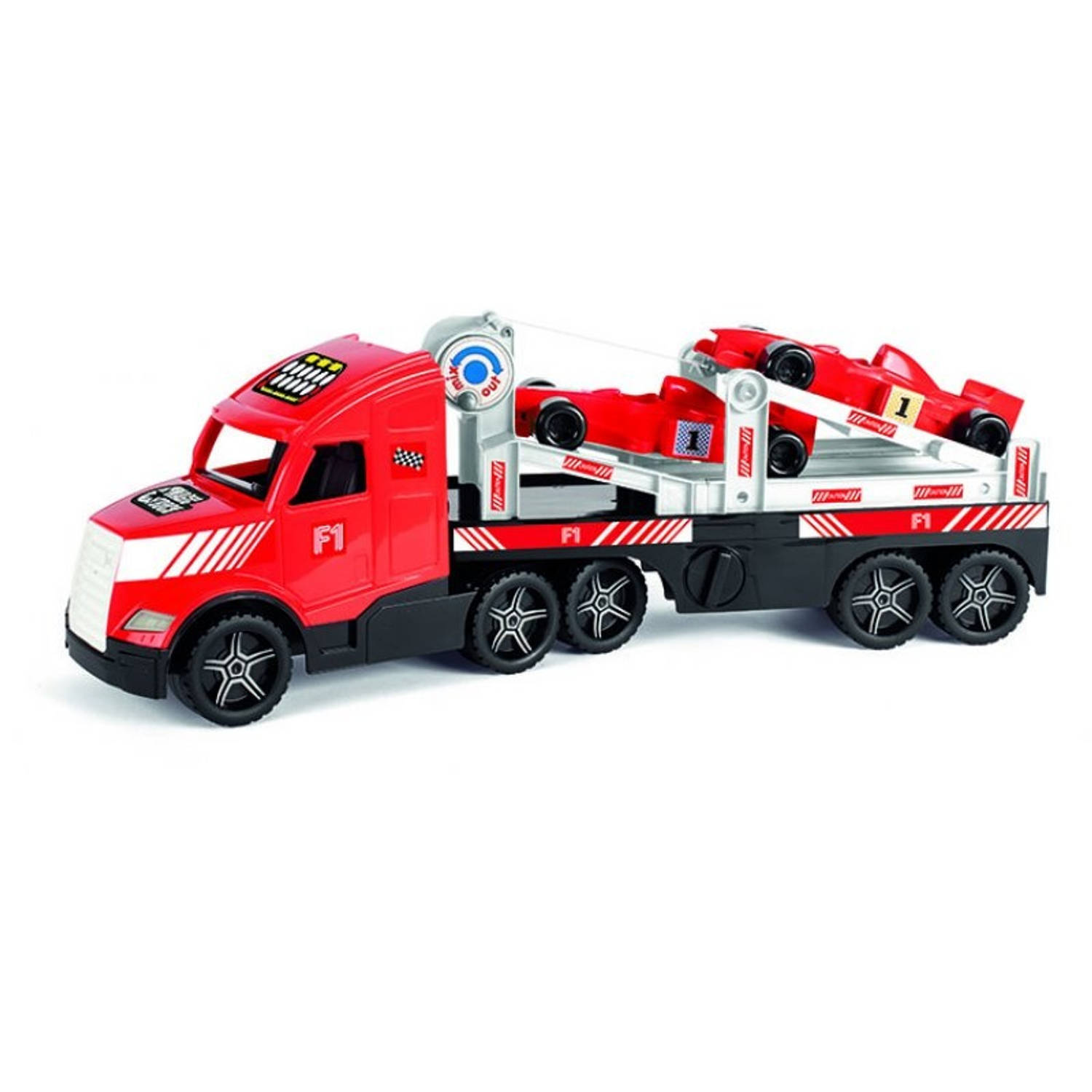 Wader Quality Toys Autotransport Truck Met Twee Formule 1 Auto´s 79 Cm Rood