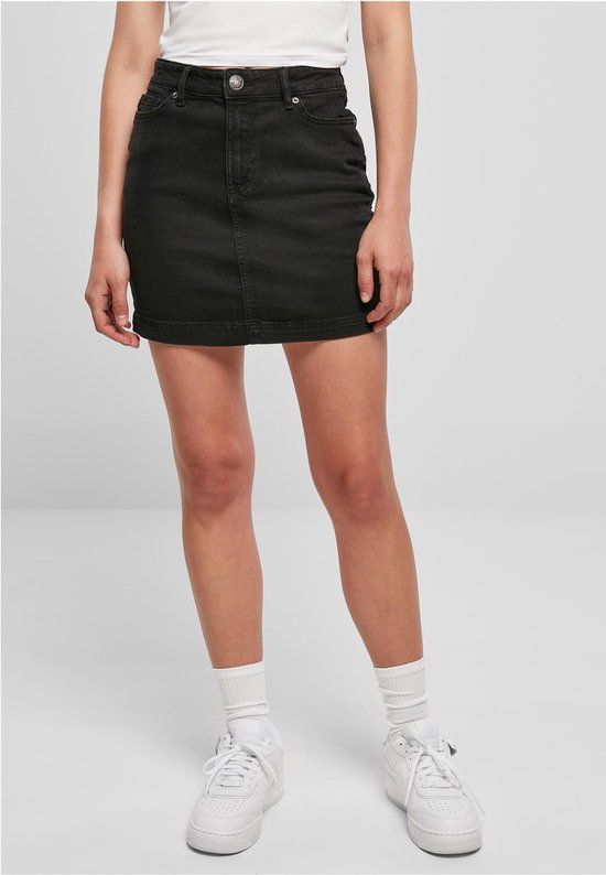 Urban Classics Biologische Stretch Denim Minirok Dames Minirok - zwart - 32