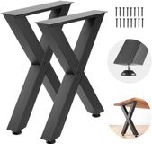 VEVOR Tafelpoten, 750 x 600 mm (H x B), stalen meubelbenen, modulair ontwerp, makkelijk te monteren, 1000 kg maximale belasting, zwaar gebruik, voor thuis/kantoor bureau, koffie/diner/bar tafels, werkbank, 2 stuks, X-frames, zwart