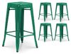 Icecat Lot de 4 tabourets de bar, style industriel, couleur vert pin, hauteur 66 cm