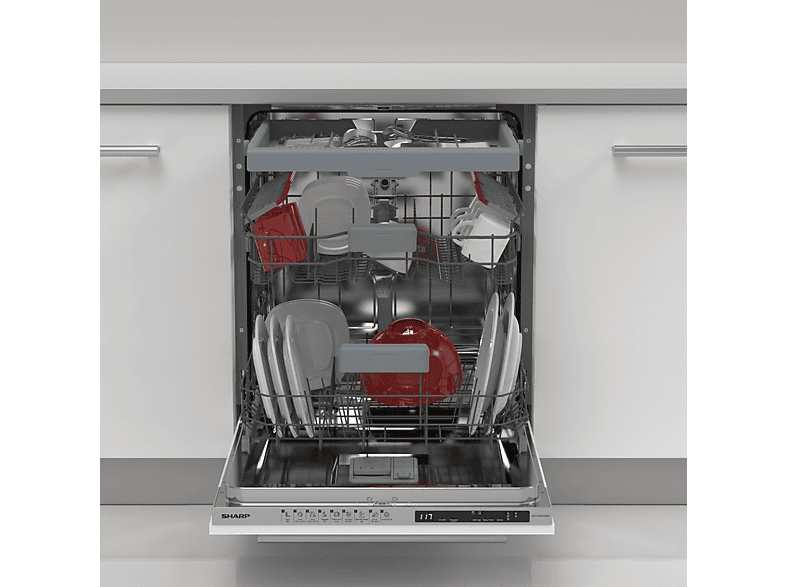 Sharp QWNI25I44BXEU - Volledig geïntegreerde vaatwasser - Energieklasse B - Besteklade en topsproeier