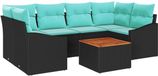 vidaXL Banc de jardin 7 pièces Noir Polyrotin