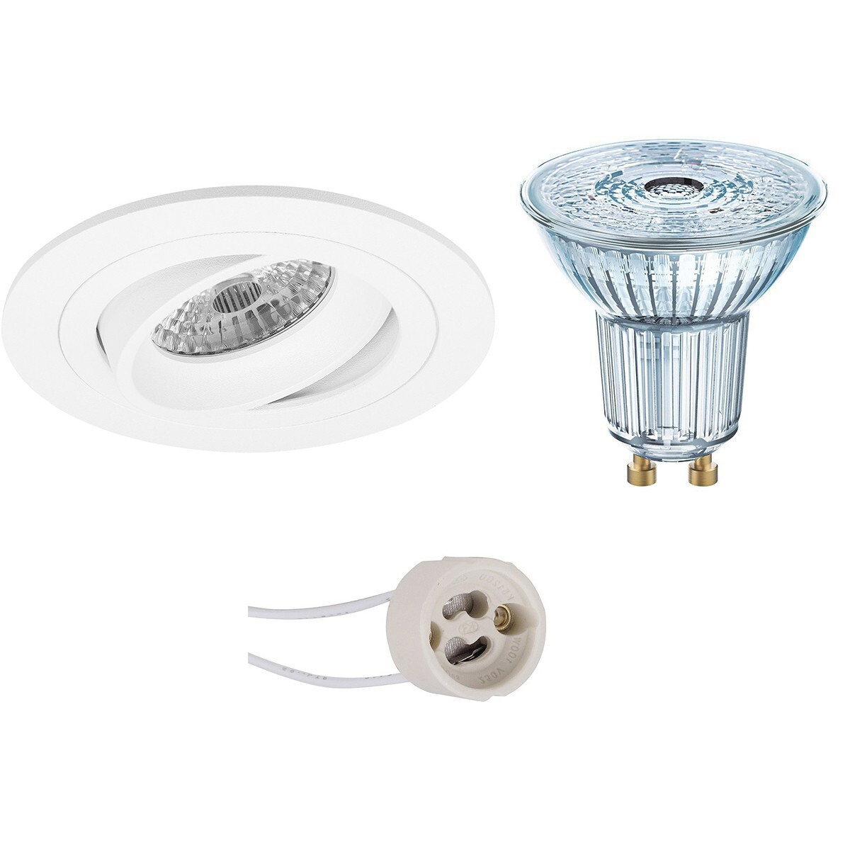 Osram - LED Spot Set - Parathom PAR16 927 36D - Pragmi Alpin Pro - GU10 Fitting - Dimbaar - Inbouw Rond - Mat Wit - 5.5W - Warm Wit 2700K - Kantelbaar Ã˜92mm