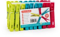 PLASTICFORTE Wasknijpers - 20 stuks - Felle kleuren mix - Kunststof - 7 cm