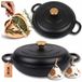 Hage - Lage Gietijzeren Braadpan met Deksel - Geëmailleerd - 3 Liter - Mat Zwart