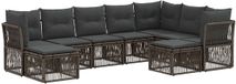 vidaXL Tuinbank - Set - 9 zitplekken - Grijs - Polyrattan