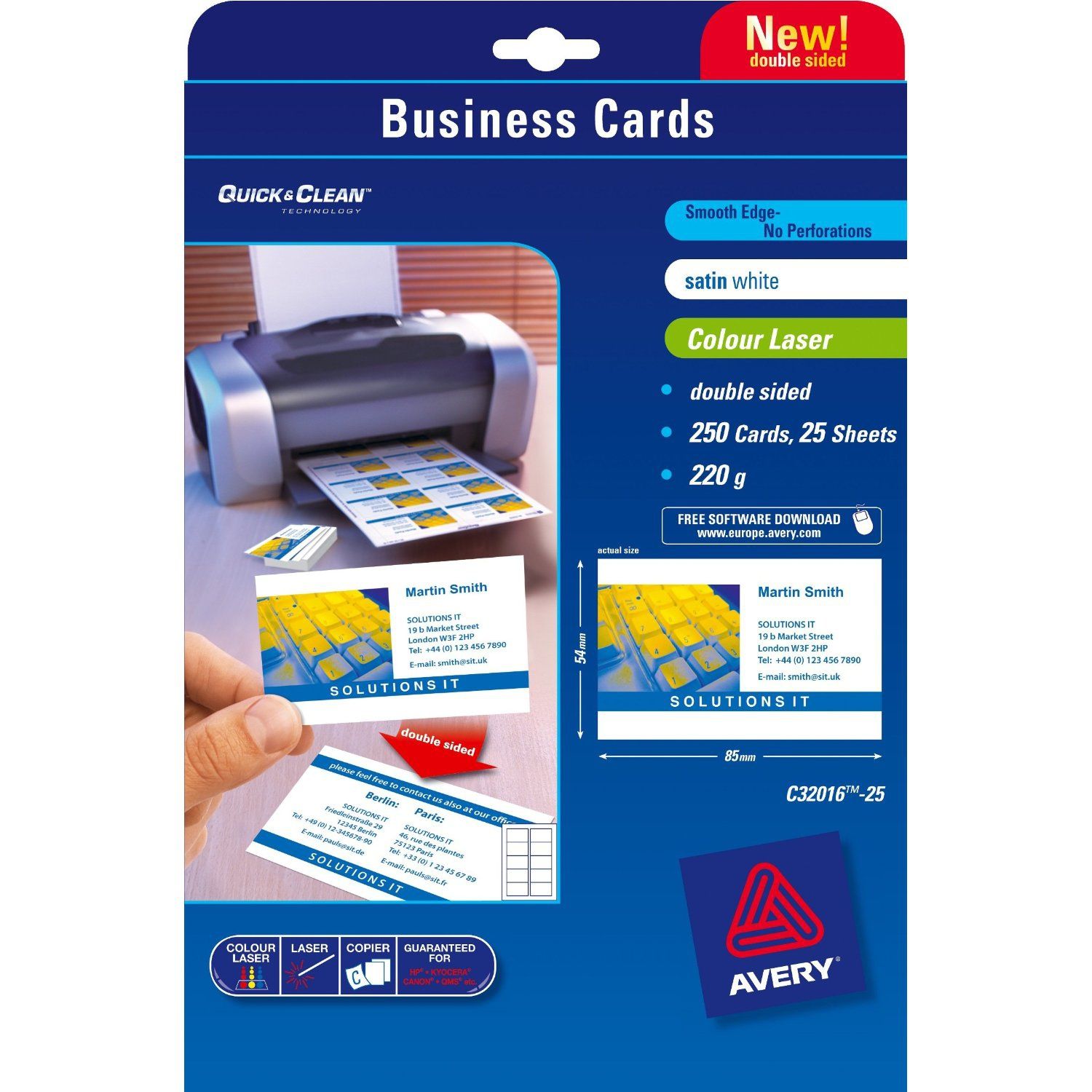 Avery Quick&Clean - Visitekaartjes - 85 x 54 mm - 250 stuks