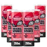 Original Source Rabarber en framboos douchegel, 100% natuurlijke geur, veganistisch, dierproefvrij, parabenenvrij, verpakking van 6 x 250 ml