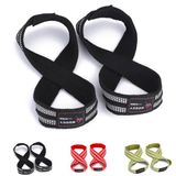 MOOCY Figuur 8 deadlift-riemen, gewichtheffen, schouder- en gewichtheffen van zeer duurzaam katoen voor mannen, vrouwen, gewichtheffen, deadlifts (zwart, maat M)