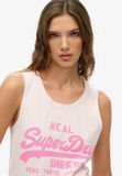 Superdry - Vintage Logo neon tanktop met laag uitgesneden ronde hals - Dames - Vesten