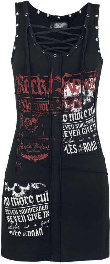 Rock Rebel by EMP Zwart rock jurkje met vetersluiting - Dames - S