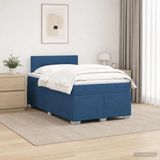 vidaXL Boxspringbed met matras en blauwe LED-verlichting, 120 x 190 cm, met stoffen bekleding