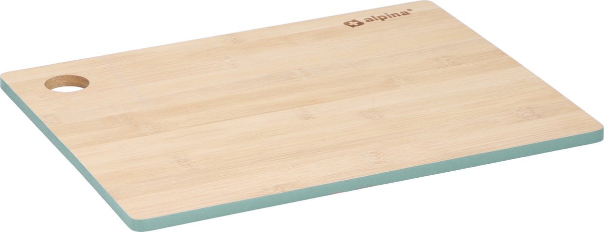 Alpina Set van 1x stuks snijplanken groene rand 28 x 38 cm van bamboe hout - Serveerplanken - Broodplanken