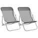 VidaXL Strandstoelen 2 stuks textileen en gepoedercoat staal grijs