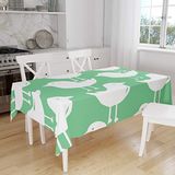 Bonamaison Tafelkleed, Anti-Mold, Sneldrogend, Waterdicht, 100% Polyester Tafellaken, Petroleum Groen, Wit, 140 x 160 Cm