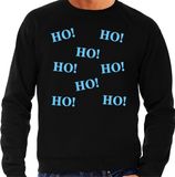 Bellatio Decorations Foute Kersttrui/sweater voor heren - hohohohoho - zwart - glitter blauw - Kerstfeest L
