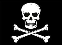Bellatio Decorations Piraten vlag thema stickers - 10x - zwart - versiering - 7.5 x 10 cm