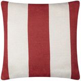 Riva Home Kekke Kussens - Buitenkussen - Gestreept geweven - Wit/rood - 59x59cm