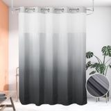 Ecoehoe 180,3 cm B x 200,7 cm L Haakvrije stoffen douchegordijn met polyester snap-in voering met magneten-hotelkwaliteit top doorzichtig gradiënt grijs