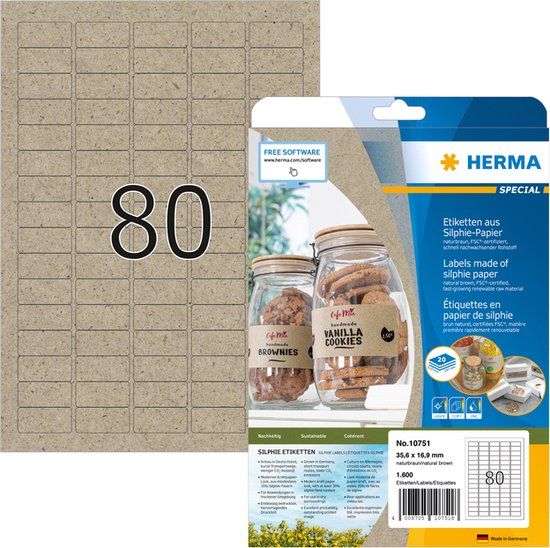 HERMA - Etiketten 10751 35.6x16.9mm Natuurlijk Bruin 1600 stuks