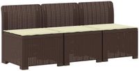 vidaXL 3-zits tuinbank met kussens in rattanlook PP Bruin