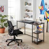 FurnitureR Moderne tekentafel, 120 cm, hout en metaal, 2 opbergniveaus, in hoogte verstelbaar, patchwork-design dienblad in retro bruin en zwart, ideaal voor werkplaats, creatie of kantoor thuis