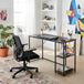FurnitureR Moderne tekentafel, 120 cm, hout en metaal, 2 opbergniveaus, in hoogte verstelbaar, patchwork-design dienblad in retro bruin en zwart, ideaal voor werkplaats, creatie of kantoor thuis