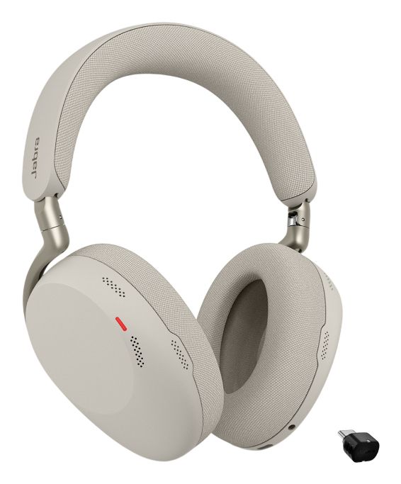 Jabra Evolve3 85 Over-Ear Draadloze Bluetooth Headset met Microfoon voor Werk, USB-C, AI Spraak, Adaptieve Actieve Ruisonderdrukking, 25u Batterij, MS Teams Gecertificeerd, Warmgrijs