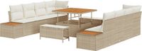 vidaXL Tuinbank Set 11-delig Beige Poly Rattan