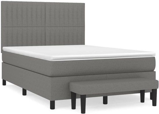 vidaXL Boxspring met matras, stof, donkergrijs, 140x200 cm