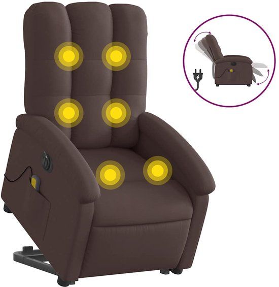 vidaXL - Sta-op-massagestoel - elektrisch - verstelbaar - stof - donkerbruin