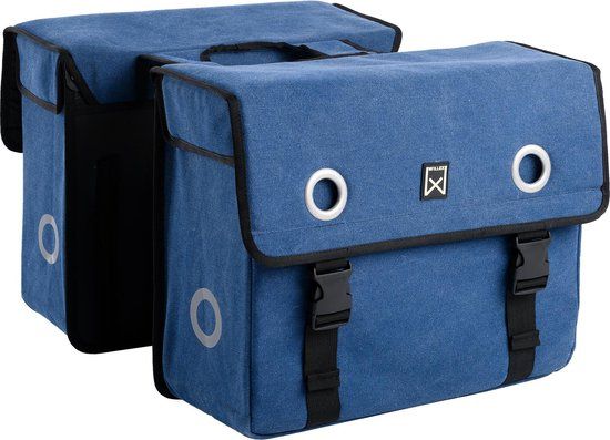 Willex Dubbele Fietstas - Canvas - 30L - Blauw - Universeel