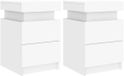 vidaXL Nachtkastjes met LED-verlichting - 2 stuks - Wit - 35x39x55 cm