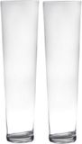 Sans marque Vase à fleurs - 2x - transparent - basics - conique - verre - 70x19 cm