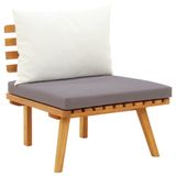 VidaXL 8-delige loungeset met kussens, massief acaciahout, donkergrijs, wit