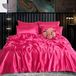 Luxe Satin Zijde Beddengoedset, 6 Stuks, Fuchsia Roze