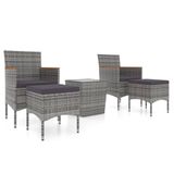vidaXL 5-delige Bistroset poly rattan en gehard glas grijs