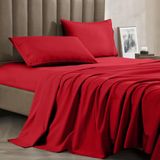 CELINE LINEN 1800 Thread Count Egyptian Quality Wrinkle-Resistant 4-Piece Sheet Set with Deep Pockets, 100% Hypoallergenic, Solid Red