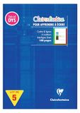 Clairefontaine 6168Cpack Pak 5 Blokken Klein Blue Gelijmd Bovenaan - A5 14,8x21 cm - 100 Afscheurbare Pagina's - Lijnen in 4 kleuren DYS Interlinie 3mm - Wit Papier 90g - Omslag Gecoat Karton