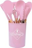 Cheffinger Kookgerei set 12-delig met Houder - Roze
