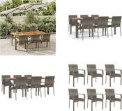 vidaXL 7-delige Tuinset met kussens, polyrotan, grijs
